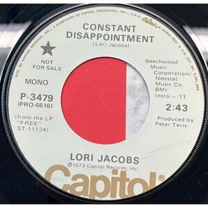 Lori Jacobs Constant Disappointment 45 Vinyl Promo 70s Country Capitol 3479